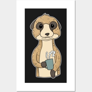 Grumpy Meerkat with Coffee Morning Grouch Posters and Art